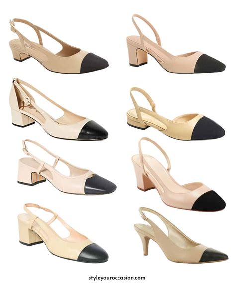 chanel slingback beige black|chanel slingback size chart.